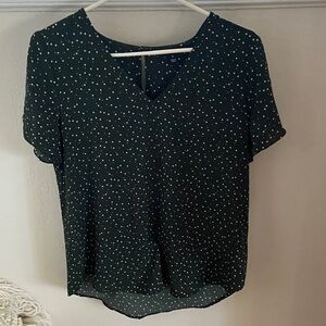 41 Hawthorn Dark Green Blouse with White Dots